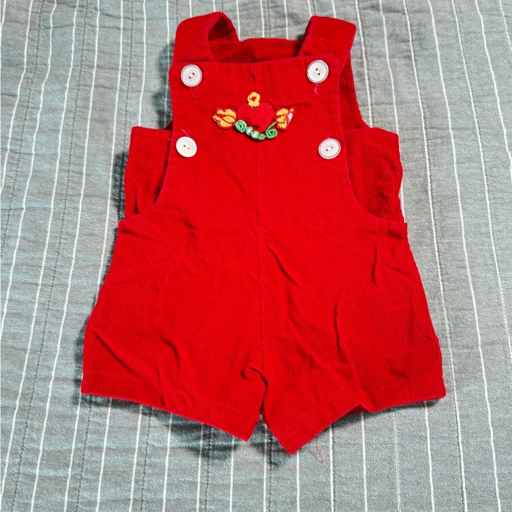 Vintage 80s Red Corduroy Overalls